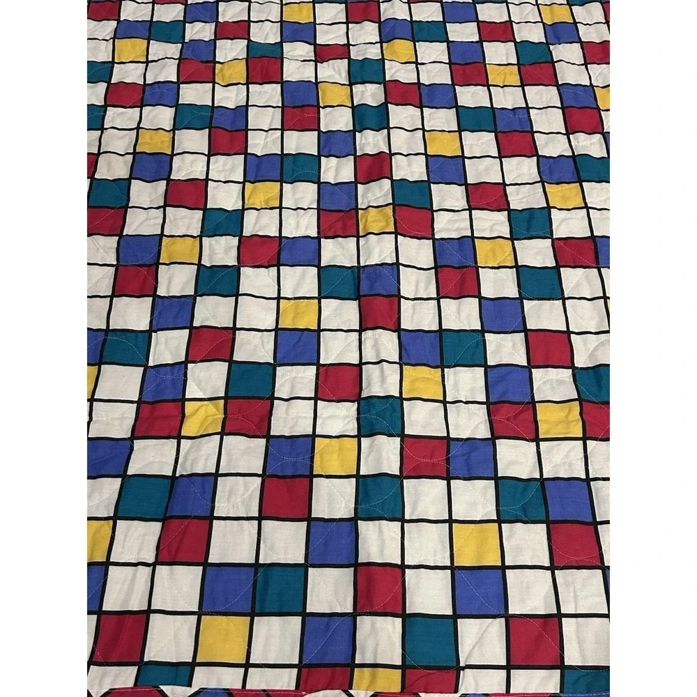 VTG‎ 80's Checkered Colorful Kids Toddler Comforter